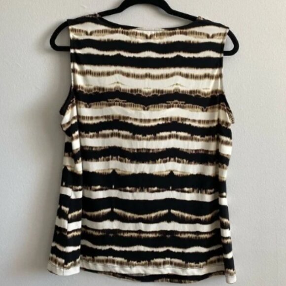 Calvin Klein Cowl Neck Patterned Tank Top Blouse - XL in Earth Tones - Picture 3 of 3
